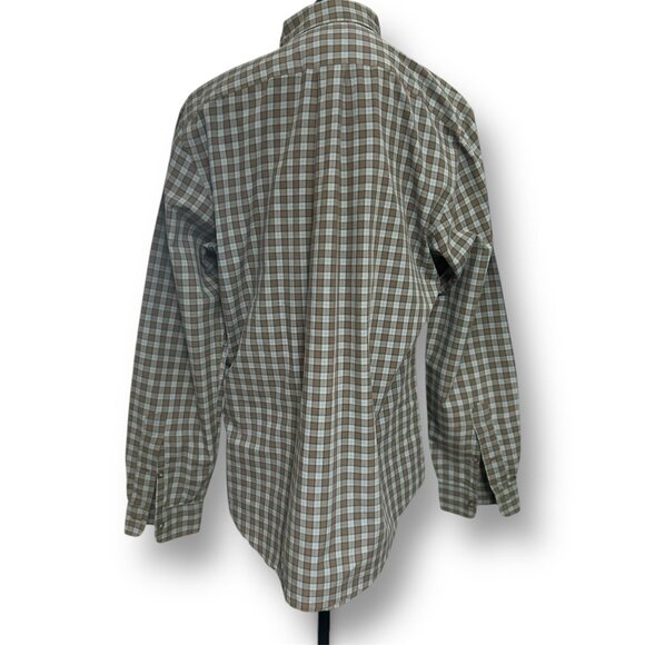 Ralph Lauren Men's L Custom Fit Brown Blue Plaid Long Sleeve Button Down Shirt - Picture 4 of 7